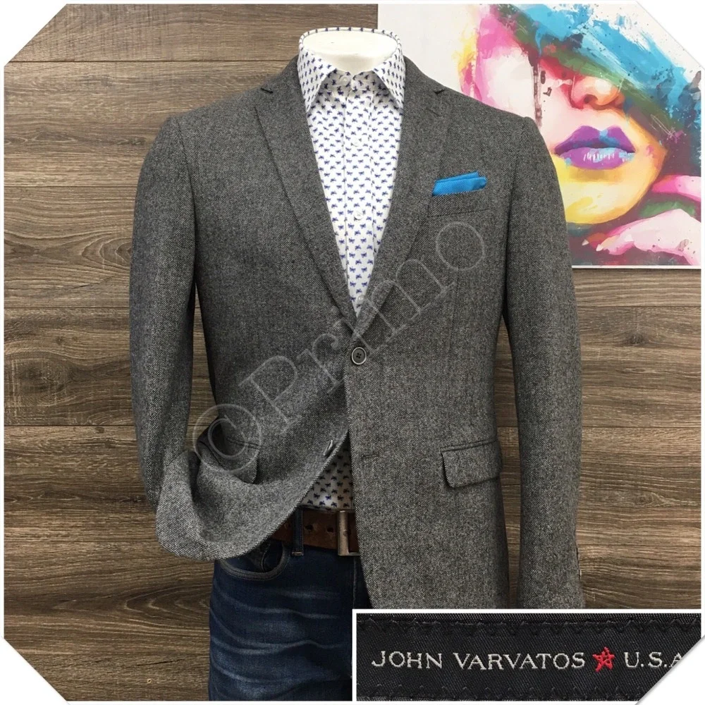 JOHN VARVATOS Mens Tweed Blazer Sport Coat Casual Jacket Size 42R‎ Classic Suit